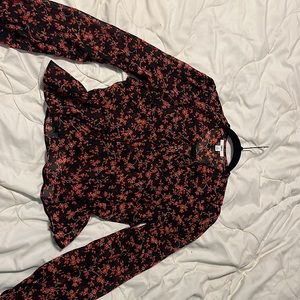 Black and red floral top